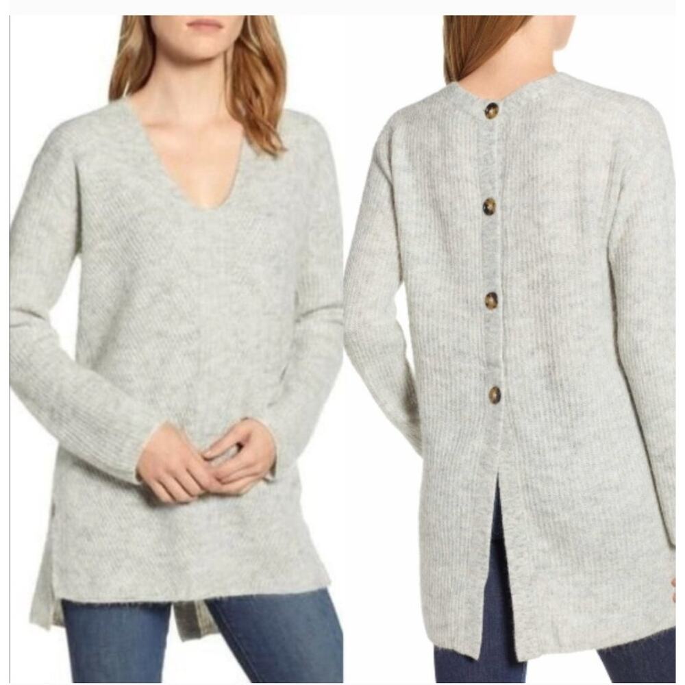 Point Sur Womens Gray Wool Tunic Sweater Size Medium Cabincore Glam Sexy Preppy